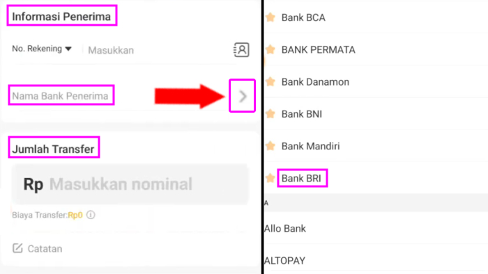 data wajib transfer neobank ke bri