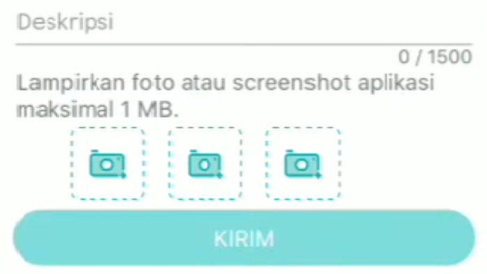 deskripsi lampiran foto dan tombol kirim laporan ovo