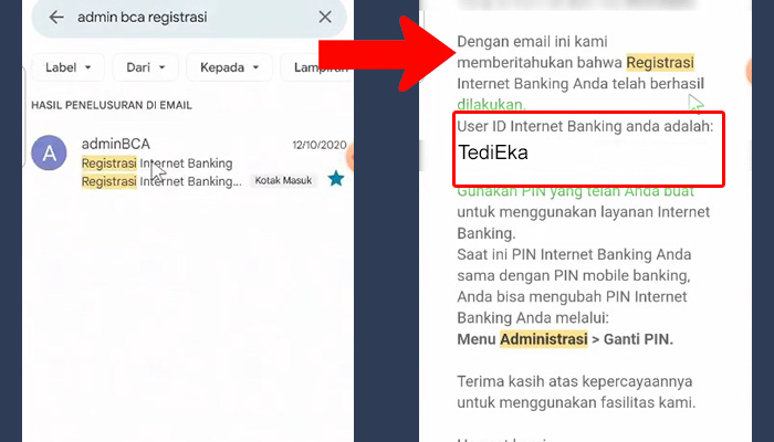 gmail admin bca registrasi - user id klik bca