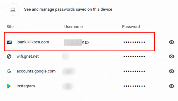 google chrome password