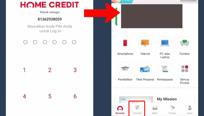 home credit pin - kontrak