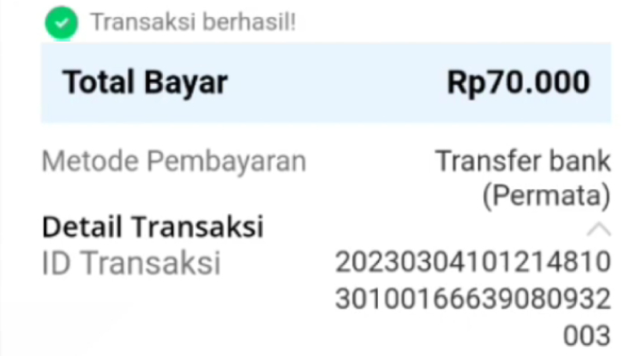 id transaksi di aplikasi dana