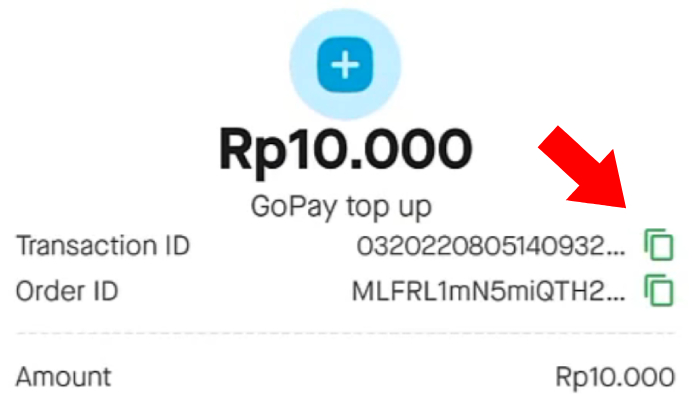 id transaksi top up gopay