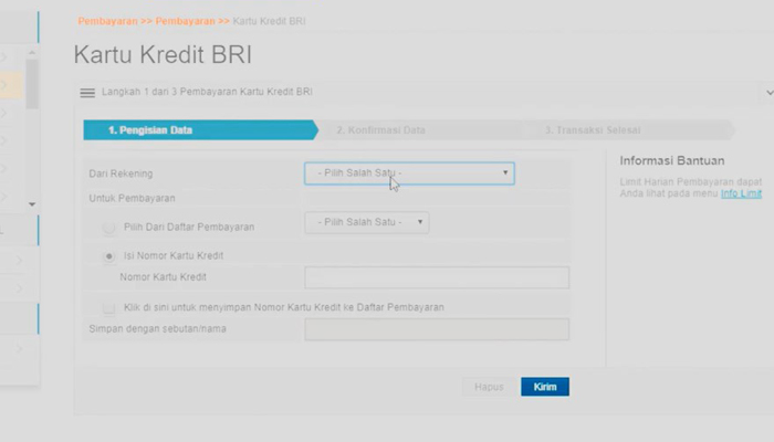 internet banking bri pengisian data