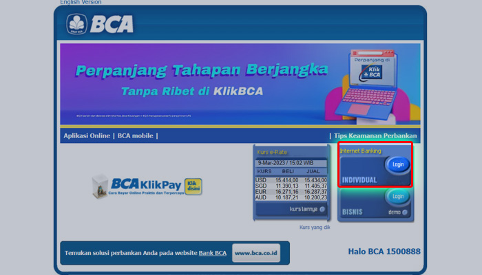 klikbca individual login