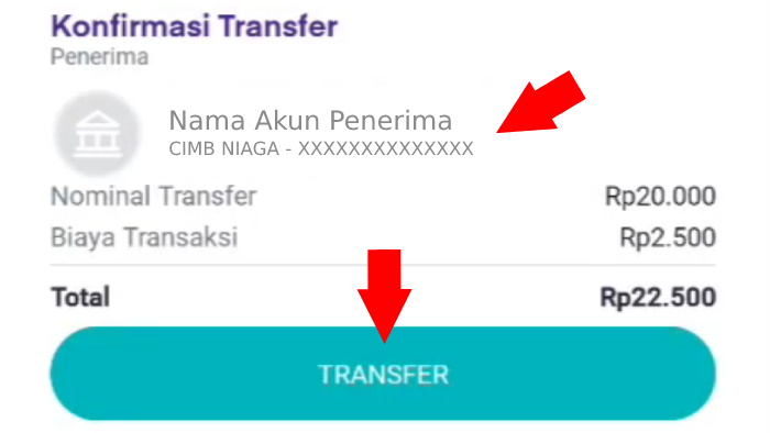 konfirmasi transfer dari ovo ke cimb niaga