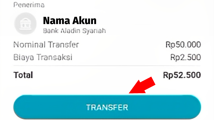 konfirmasi transfer pada aplikasi ovo