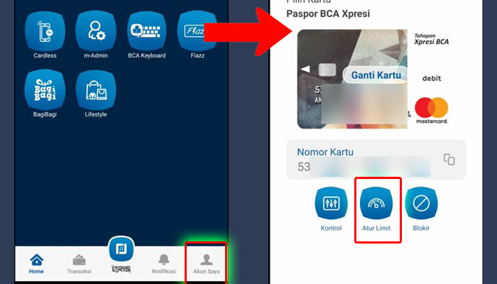 mbca akun saya - atur limit