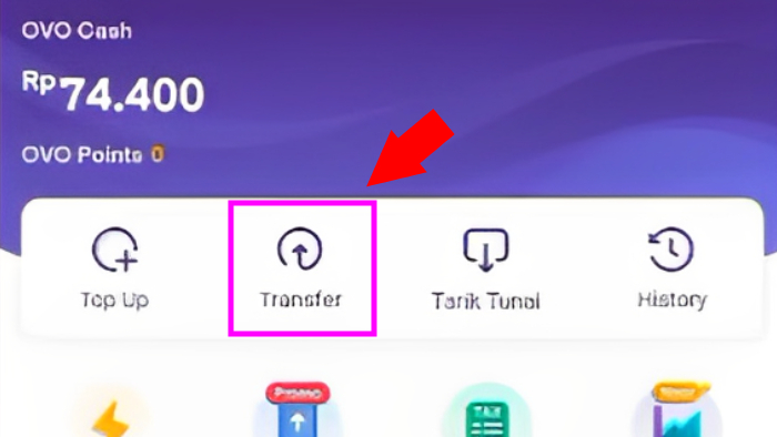 menu transfer pada aplikasi ovo