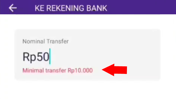 minimal transfer ovo senilai 10 rb