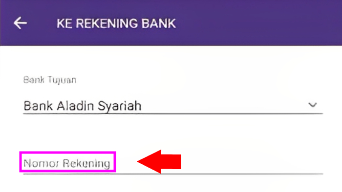 paste atau ketik nomor rekening bank aladin