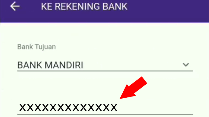 paste nomor rekening bank mandiri yang sudah di copy