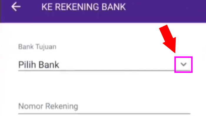 pilih bank tujuan transfer di aplikasi ovo