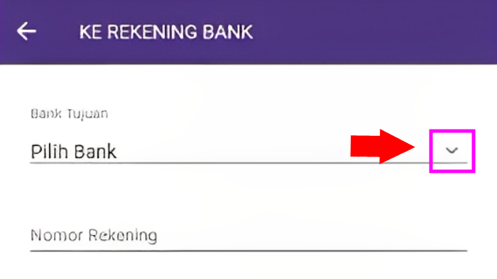 pilih bank tujuan transfer di aplikasi ovo