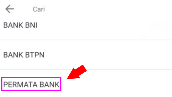 pilih permata bank dari daftar nama bank ovo