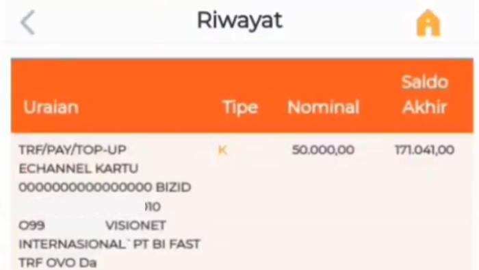 riwayat transaksi terakhir di aplikasi bni