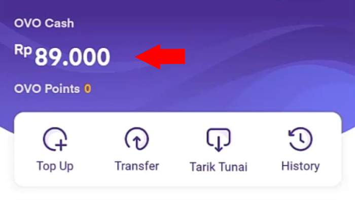 saldo ovo cash sebelum di transfer dari neobank