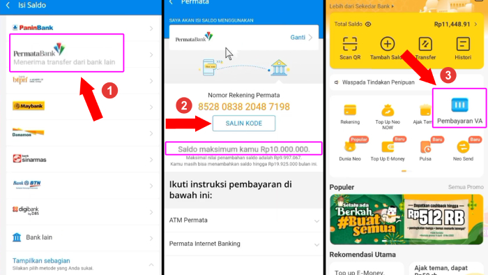 salin kode nomor virtual akun dana