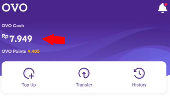 sisa saldo di ovo cash setelah transfer ke blu bca