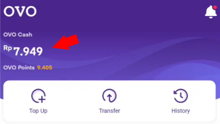 sisa saldo ovo cash setelah transfer