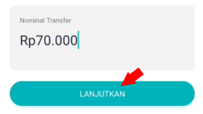 tap lanjutkan setelah mengisi nominal transfer dengan benar