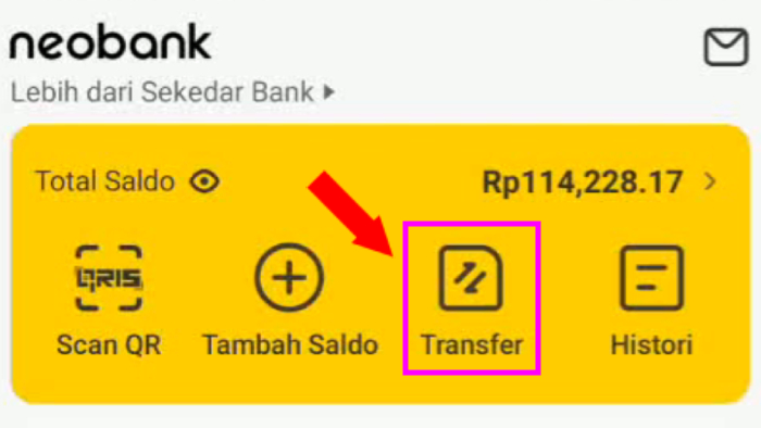 tap menu transfer neobank