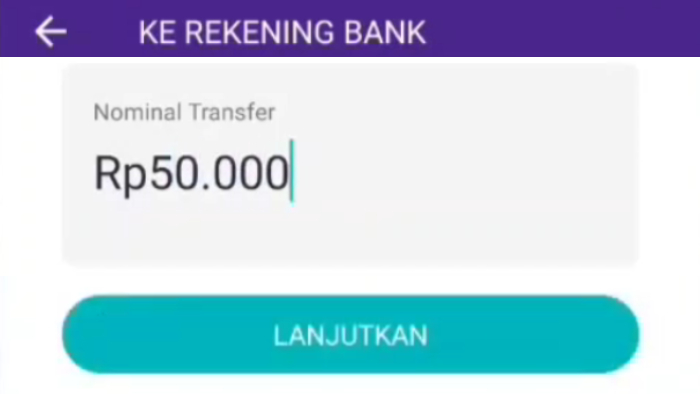 tap tombol lanjutkan untuk tahap transfer ovo selanjutnya