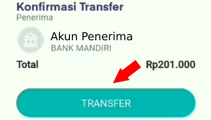 tap transfer untuk mengonfirmasi transfer dari ovo