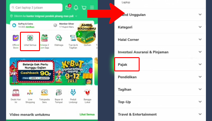 tokopedia lihat semua - pajak