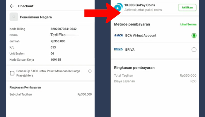 tokopedia penerimaan negara checkout - metode pembayaran