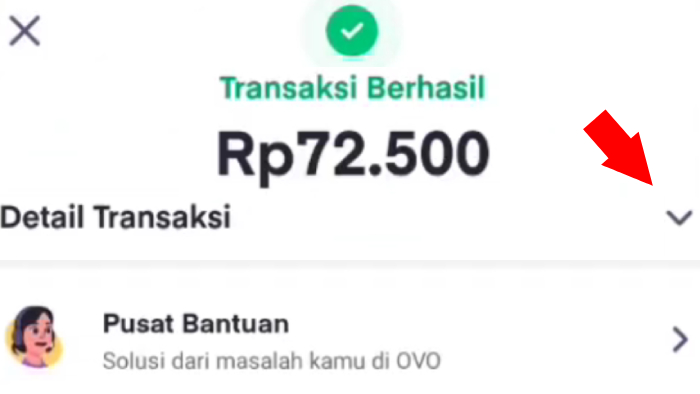 transaksi berhasil detail transaksi dan pusat bantuan ovo