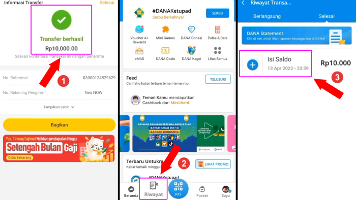 transfer dari neo bank ke dana berhasil