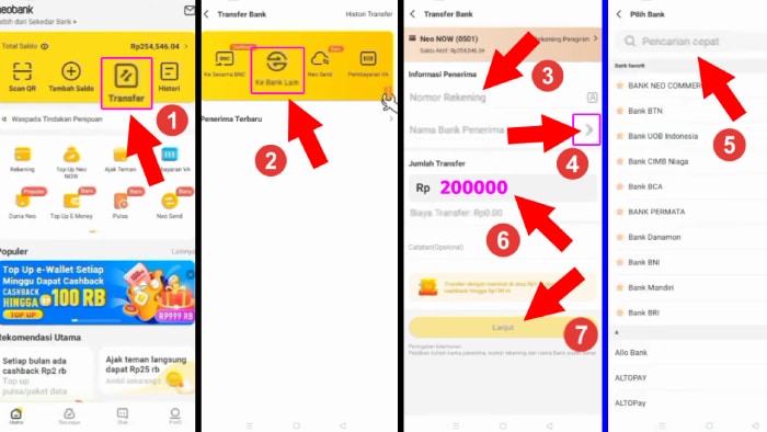 Tutorial Cara Transfer Neobank ke BCA mudah