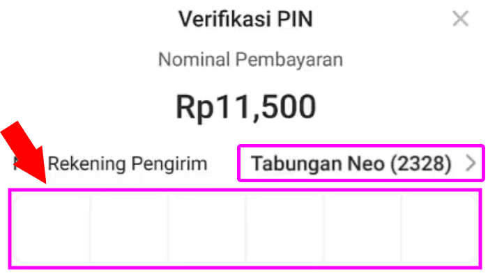 verifikasi pin untuk menyetujui transfer dari neobank ke ovo