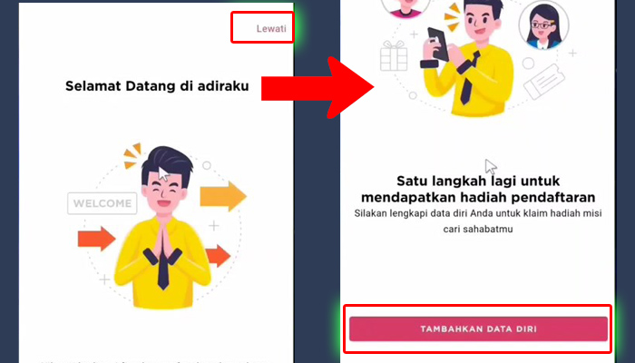 adiraku lewati - tambahkan data diri