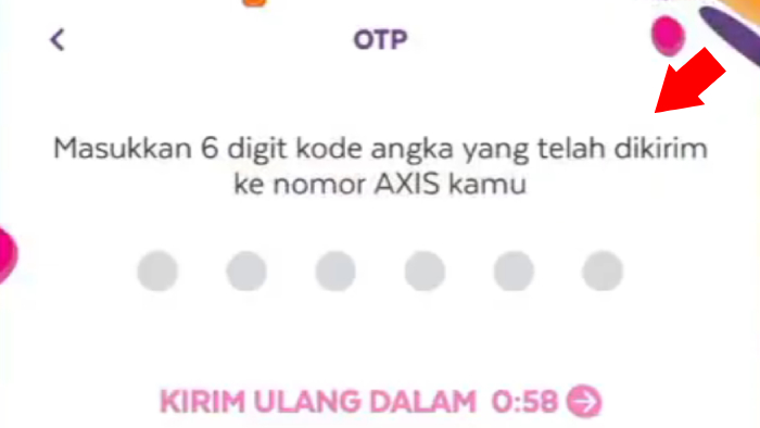 axisnet mengirimkan 6 digit kode angka untuk konfirmasi transfer