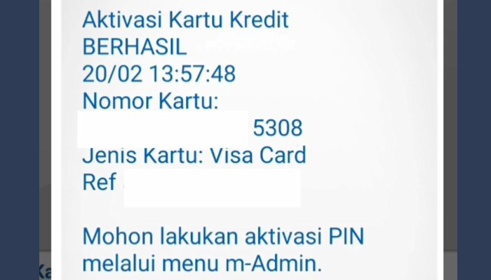 bca mobile aktivasi kartu kredit berhasil