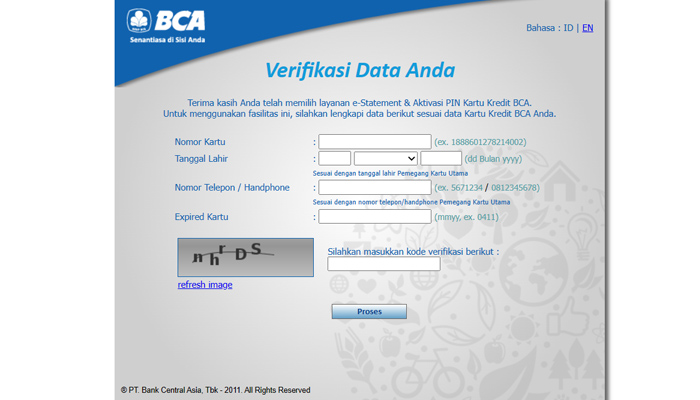 bca verifikasi data anda