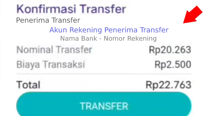 cek dulu data transferan konfirmasi transfer dengan tap transfer