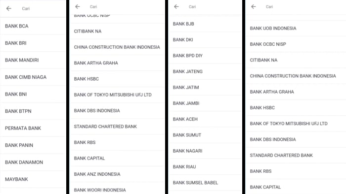 daftar bank tujuan transfer yang ada di aplikasi ovo