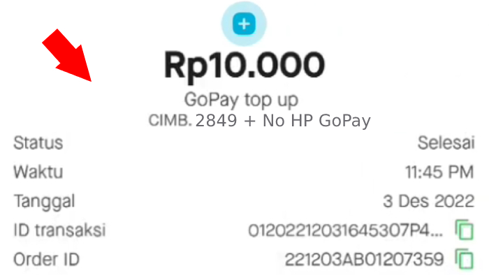 detail transaksi transfer dari dalam aplikasi gopay