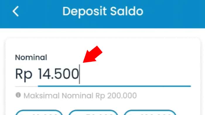 input nominal top up pada aplikasi qiosfin