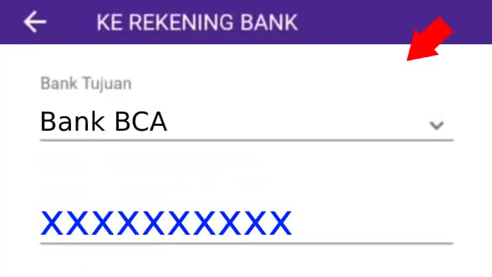 input nomor rekening dari bank yang sudah dipilih
