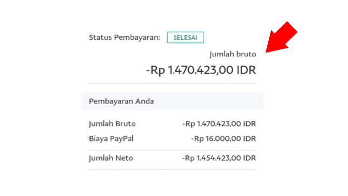 jumlah bruto status pembayaran paypal berhasil