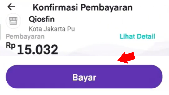 konfirmasi pembayaran dengan tap tombol bayar aplikasi ovo