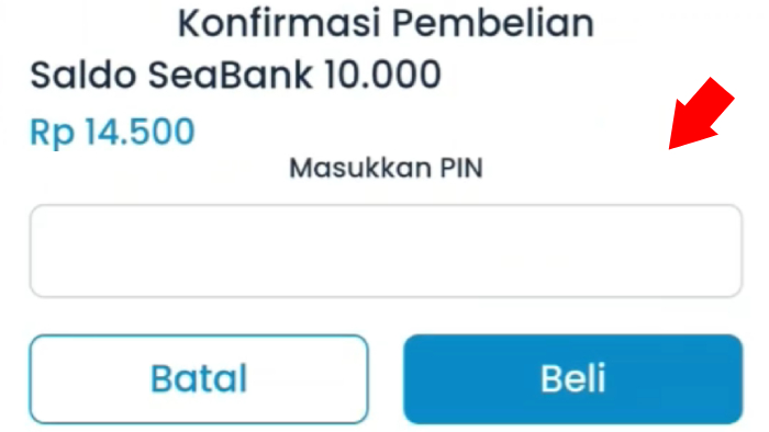 konfirmasi pembelian dengan masukkan pin qiosfin dan tap beli