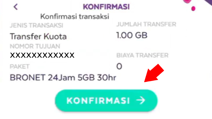 konfirmasi transaksi bagi kuota axisnet