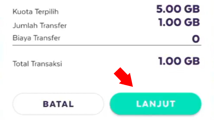 masukkan nomor tujuan yang ingin dibagi via axisnet