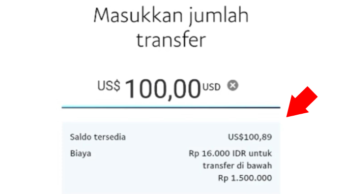 masukkan jumlah transfer dari paypal