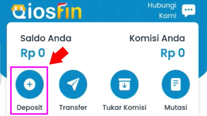 menu deposit untuk top up saldo qiosfin